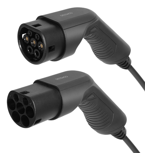 EV-Charging cable DELTACO Type 2 - Type 2, 1 phase, 16A, 3.6KW, 7m, black / EV-1207