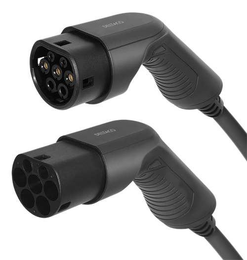 EV-Charging cable DELTACO Type 2 - Type 2, 1 phase, 32A, 7.6KW, 5m, black / EV-1215