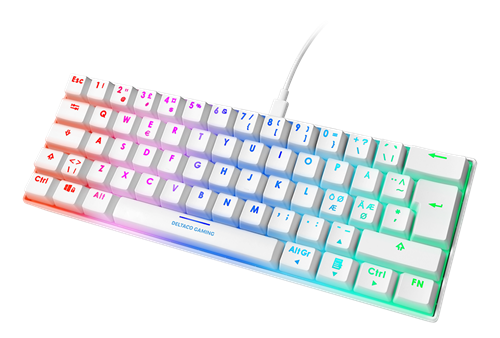 Mini mechanical keyboard DELTACO GAMING WHITE LINE 60% US Layout, RGB, red switches, white / GAM-075-W-US