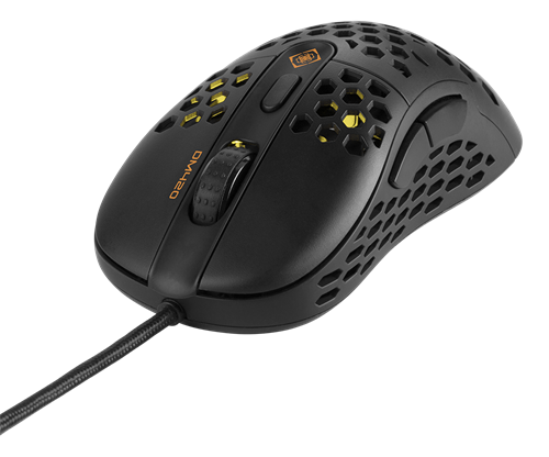 Mouse DELTACO GAMING wired, Ultra-Light, 400-6400 DPI, RGB, black / GAM-106