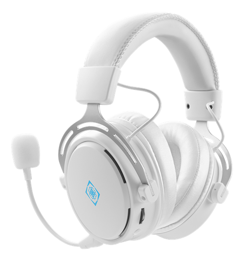 Headset DELTACO GAMING WHITE LINE wireless, 17 hours playing time, 2.4 GHz USB receiver, built-in 1100 mAh battery, white / GAM-109-W