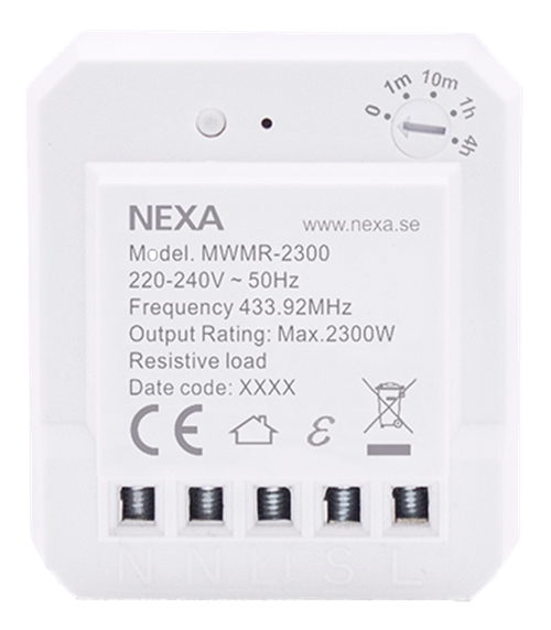 NEXA MWMR-2300 dose relay, compatible with Nexa Bridge, timer setting, white 14567 / GT-296