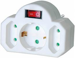 Power socket with 1x grounded CEE 7/4 and 2x IEC 60906-1 socket, 1xCEE 7/7 connection, pet protection, switch Brennenstuhl white / GT-467