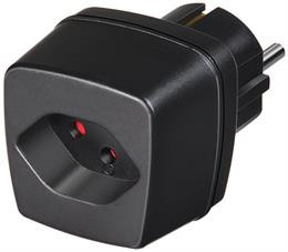 Travel adapter, Switzerland to EU, grounded Brennenstuhl black / GT-478