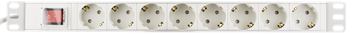 DELTACO Plug with 8xCEE 7/4 socket, 1xCEE 7/7 connection, switch, 19 "1U, 3m cable, white   GT-8531W