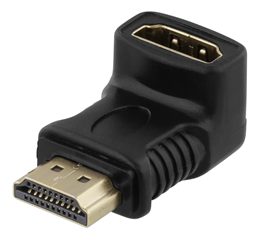 HDMI adapter, 19-pin bra for ho, angled, gold-plated connectors, black DELTACO / HDMI-14G