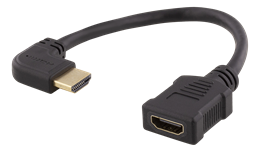 Flexible HDMI adapter, 0,2m, left-angled, HDMI M/F, UHD DELTACO black / HDMI-21C