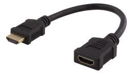 Flexible HDMI adapter, 0,2m, HDMI M/F, UHD DELTACO / HDMI-21F