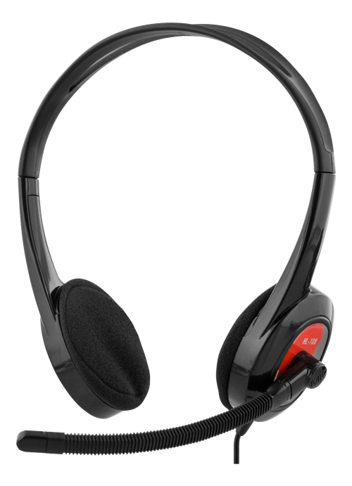 DELTACO on-ear headset, 20Hz-20kHz, 32Ω, 3.5mm 4-pin mini-connector, 1.8m, black/red / HL-108