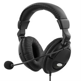 DELTACO headset with microphone, volume control on cable, 2x3.5mm, 2m cable, black / HL-9