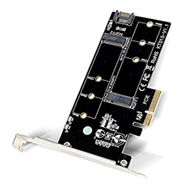 PCIe adapter for 2xM.2 SATA SSD, PCIe X4 and S-ATA connector DELTACOIMP black / KT015