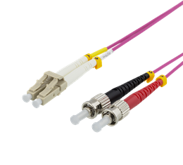 Fiber cable, 3m, LC-ST Duplex, 50/125, pink DELTACO / LCST-73