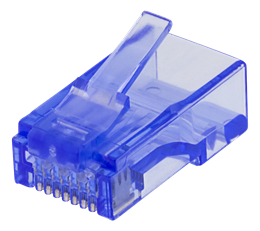 RJ45 connector for patch cable, Cat6, UTP (unshielded), 20-pack, trasparent DELTACO blue / MD-116