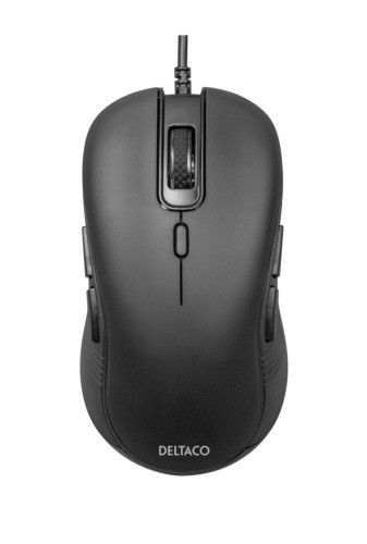 Silent Wired Ambidextrous DELTACO Mouse, 6 Buttons, 1000-6400 DPI, black / MS-810