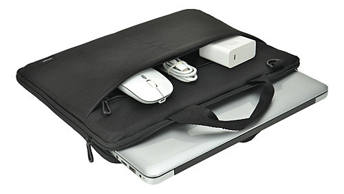 Recycled 13-14" Laptop sleeve DELTACO, handles, shoulder strap, black / NV-403