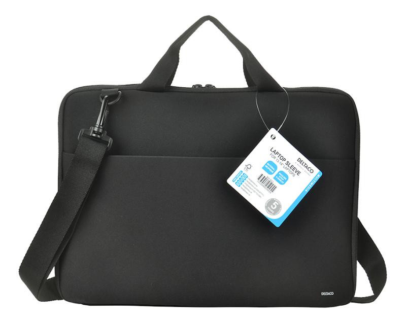Durable laptop sleeve DELTACO 13-14", handles, shoulder strap, black / NV-511