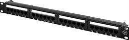 DELTACO 19 "patch panel, 24xRJ45, Cat6, UTP, 1U, 10Gbps, crown terminals, metal, black / PAN-112