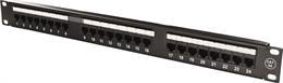 DELTACO 19 "patch panel, 24xRJ45, Cat6a, UTP, 1U, 10Gbps, crown terminals, metal, black / PAN-124