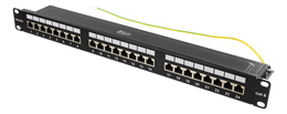 DELTACO STP patch panel, 24xRJ45, Cat6, 10Gbps, Krone terminals, 1U, 19 ", metal, black / PAN-201