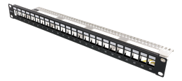 DELTACO 19 "Keystone patch panel, 24 ports, 1U, earth cable, metal, black / PAN-214