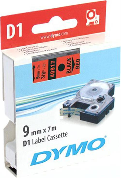 Tape DYMO D1 9mm x 7m, black on red / S0720720 40917