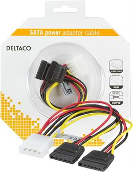 Power cable DELTACO 5.25"->2xSATA / SATA-S3-K