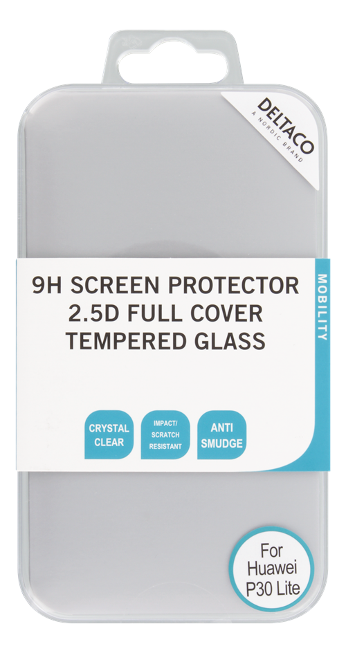 DELTACO screen protector for Huawei P30 Lite, 2.5D glass, full screen / SCRN-1028