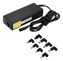 Universal power adapter for laptops, 90W, 15-20V / 6A (max), multiple connectors, black / SMP-107