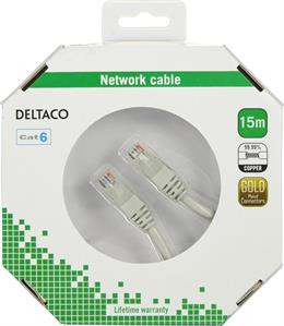 UTP cable DELTACO CAT6, 15.0m, white / TP-615-K