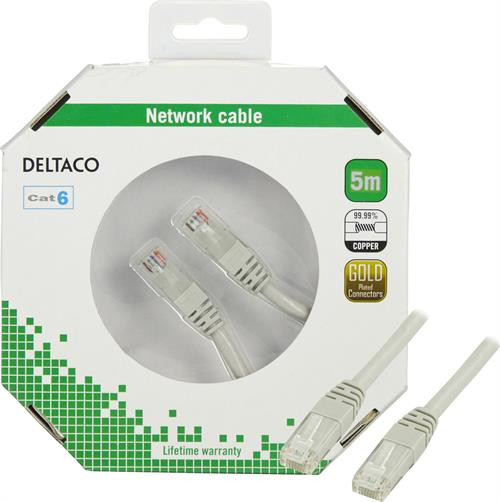Cable DELTACO Cat6, 5m, 250MHz / TP-65-K