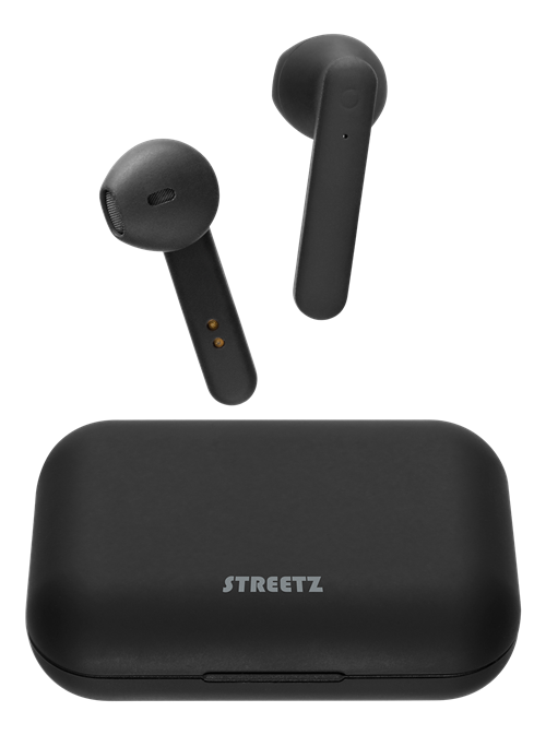 Earphones STREETZ True Wireless Stereo with Charging Case, semi-in-ear, BT 5, matt black / TWS-104
