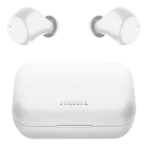 Earphones STREETZ Wireless with charging case, BT 5, TWS, white / TWS-111