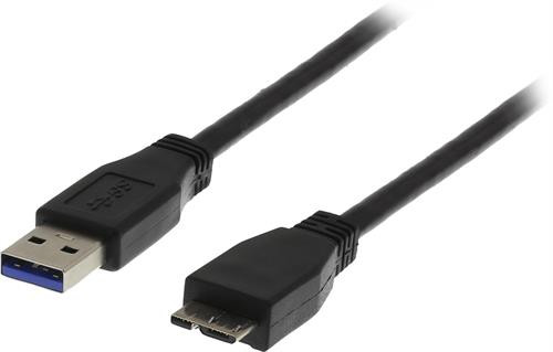 DELTACO USB 3.0 cable, Type A male - Type Micro B male, 0.5m, black USB3-005S
