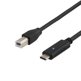  USB 2.0 cable, Type C - Type B ha, 1.5m, black DELTACO / USBC-1015