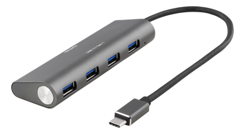 USB-C HUB DELTACO 18W 3.6A, USB 3.1, 1xUSBC, 4xUSB-A, black / USBC-1207