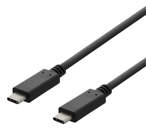 DELTACO USB 2.0 USB-C - USB-C charging cable, 3A, 2m, black USBC-2002