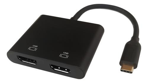 USB-C MST Hub DELTACO 2x 4K/60Hz, HDMI x 2, black, 0,1m / USBC-2HDMI