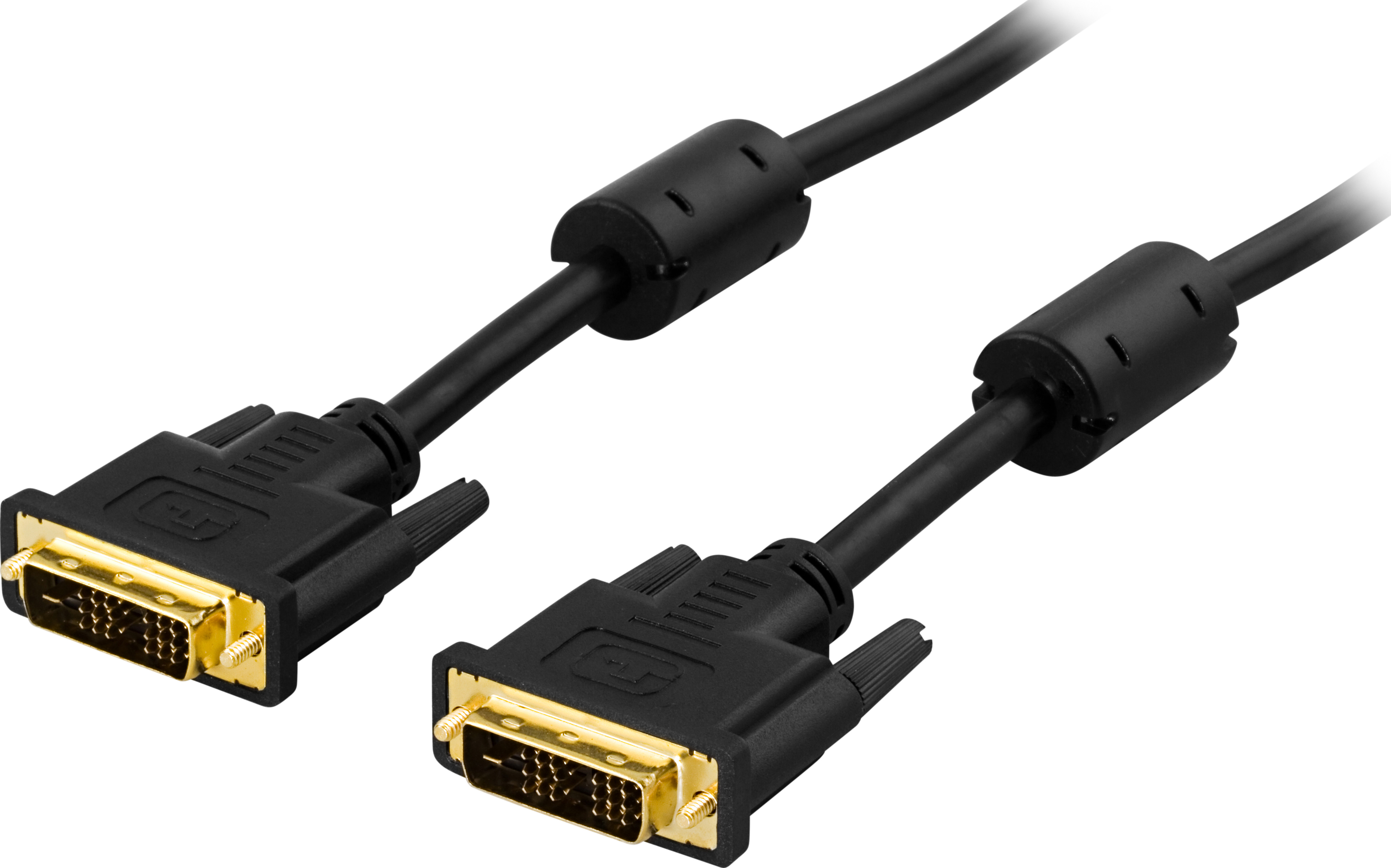 DVI Single Link monitor cable DELTACO DVI-D 18 + 1-pin ha-ha, gold-plated connectors, conductor of pure copper, 3m, black / VE011-B