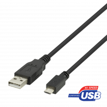 USB 2.0 Micro B cable DELTACO 2.4A, 1m, black / USB-301S-K / R00140008