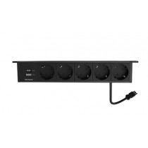 Under-desk Outlet DELTACO OFFICE,  5 outlets, 1x21W A+C USB charger, GST18 cable connector / GT-1105 / 1902245
