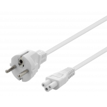 Device cable DELTACO earthed, straight CEE 7/7 to straight IEC 60320 C5, max 250V/2.5A, 2m, 3X0.75mm2, white / DEL-109NV