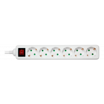 Earthed power strip DELTACO with power switch, 6x CEE 7/3, 1x CEE 7/7, child protected, 5m, white / GT-0652