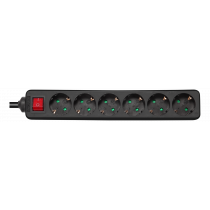 Power strip DELTACO with power switch, 6x CEE 7/3, 1x CEE 7/7, child protected, 5m, black / GT-0662