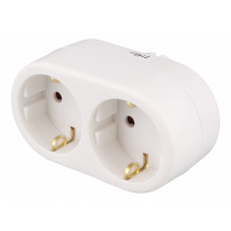 Earthed power outlet DELTACO 2-sockets, white / GT-987
