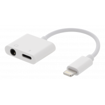 Audio adapter Epzi Lightning to 3,5 mm, supports charging and music, aluminum case, white / IPLH-594