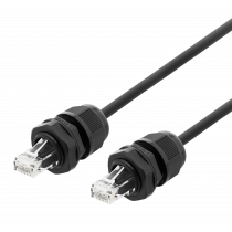 Patch cable DELTACO S/FTP Cat6a, 5m, IP68, PG13.5, black / SFTP-65AH-WP