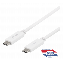 USB-C - USB-C cable DELTACO, 1m, USB 3.1 Gen 2, E-marker chipset, white / USBC-1407M