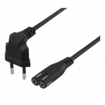 DELTACO power cable, angled CEE 7/16, straight IEC 60320 C7, 3m, black /DEL-109BF