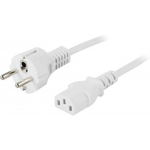 Grounded device cable DELTACO straight CEE 7/7 to straight IEC 60320 C13, max 250V / 10A, 2m, white / DEL-109MV