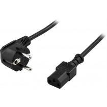 DELTACO grounded cable, angled CEE 7/7 to straight IEC 60320 C13, max 250V / 10A, 3m, black/ DEL-110